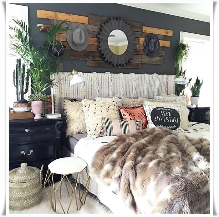 eclectic bedroom textures