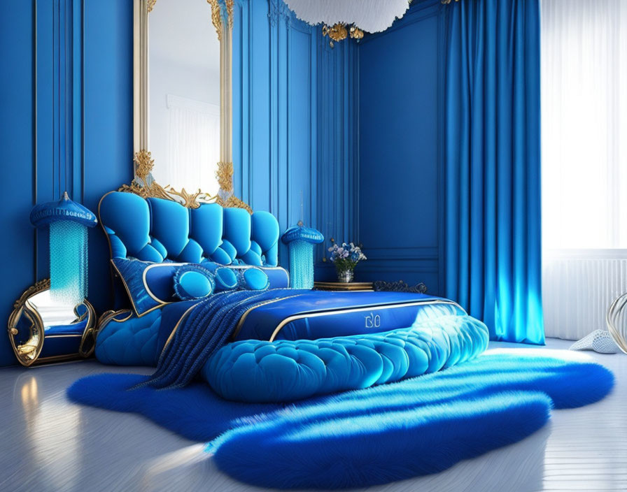 blue color bedroom