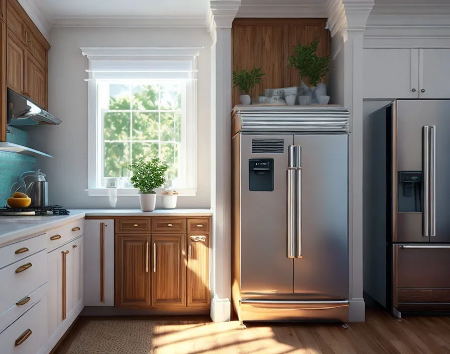 Very stylish refrigerator in the kitchen