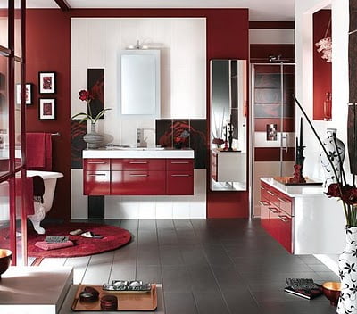 red bathroom accessories