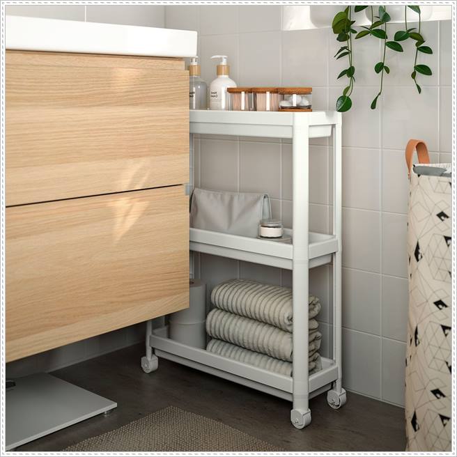 Wheeled bathroom carts