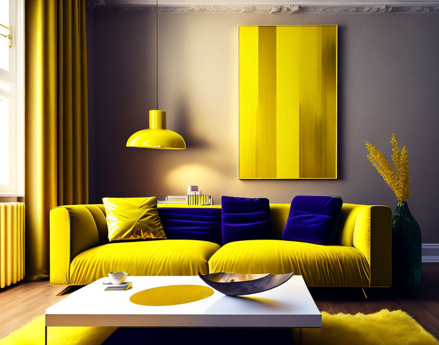 Living Room painted yellow