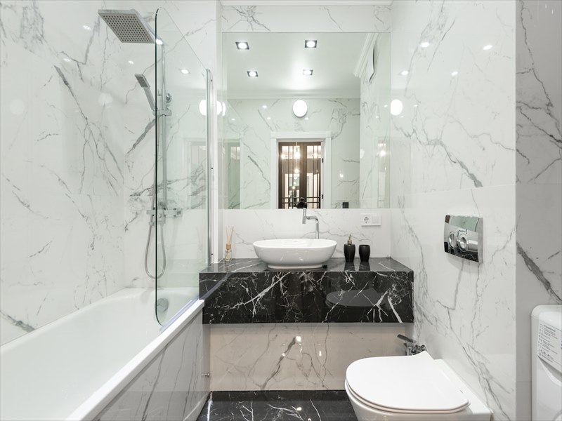 black and white minimalist bathroom