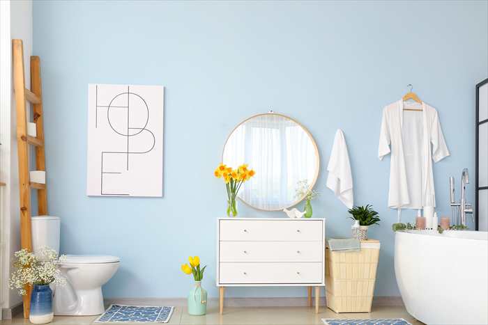 bathroom with light blue walls