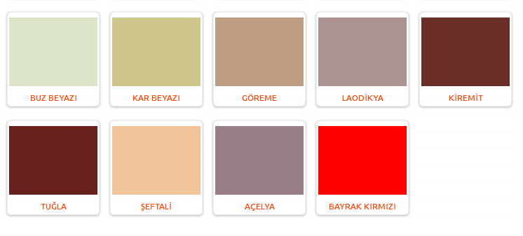 Pamukkale Exterior Color Chart 3