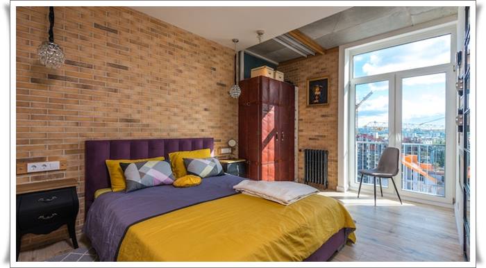 bedroom with industrial style decoration