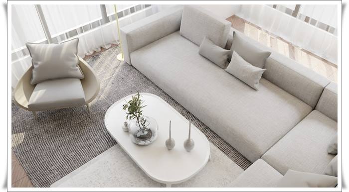 light colored sofa in living room