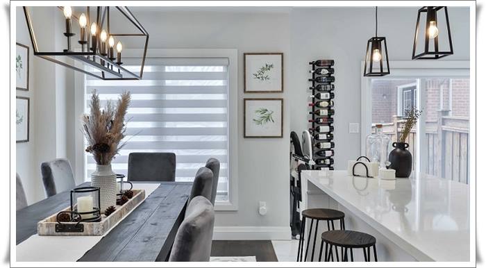 Kitchen with island and large table