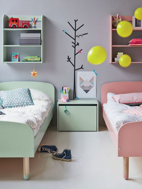 green and pink decoration in bedrooms