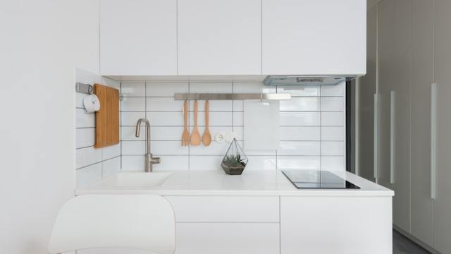 white countertop in kitchen