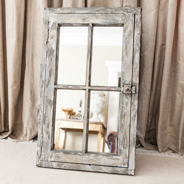 decorate window frames with old mirrors