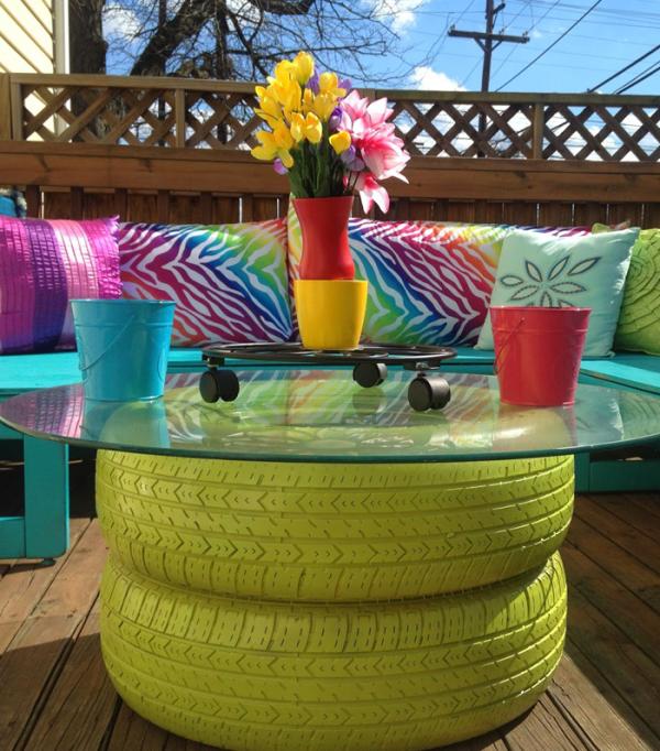 accessories to decorate the garden recycled tables