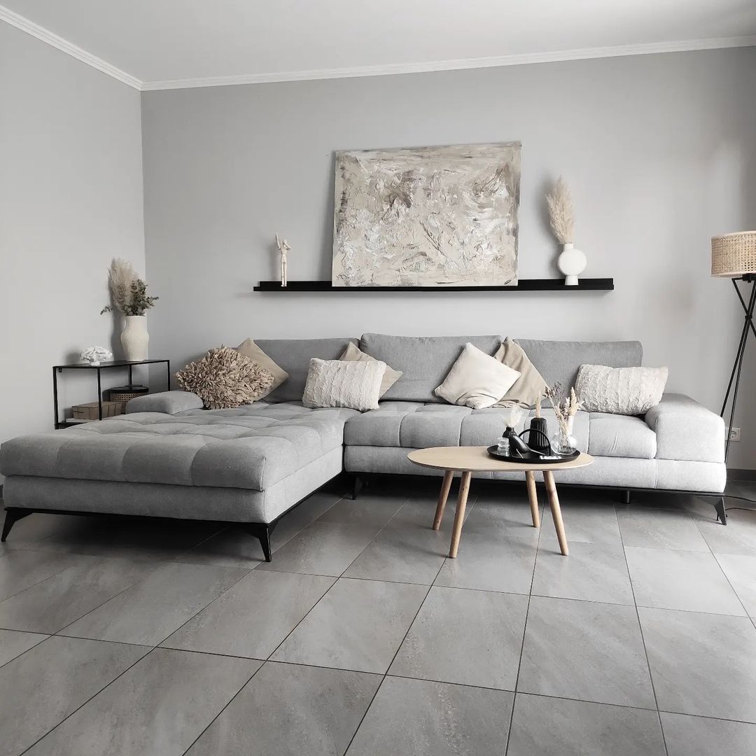 minimalist gray living room