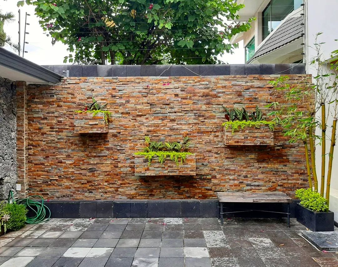 planters with paving stones