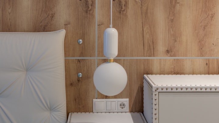 hanging lamp on bedside table