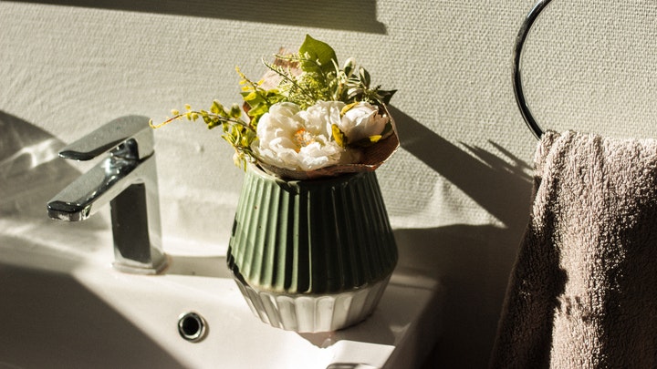 flower vase in bathroom