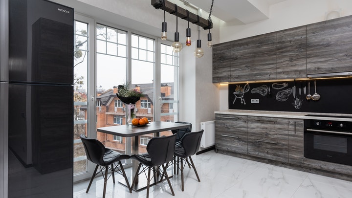 Kitchen with a beautiful view