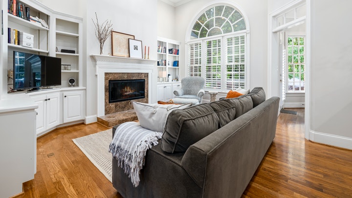 living room with large windows