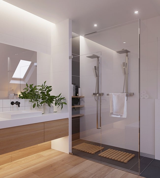 Modern bathroom with shower cabin