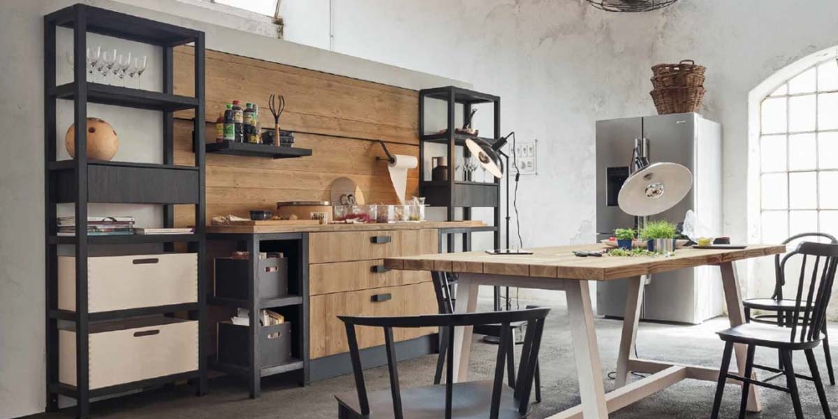 Industrial kitchens with metal furniture