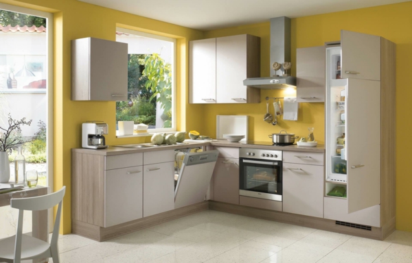 paint kitchen color ideas yellow walls light floor beautiful kitchens