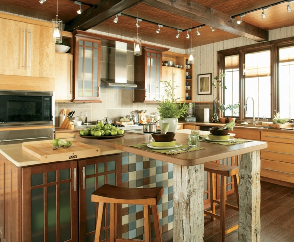 island rustic accent modern kitchen beautiful lighting