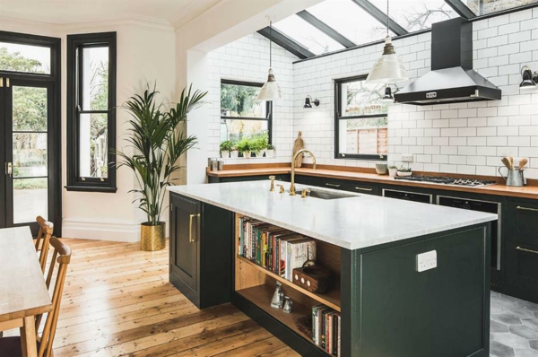 island kitchen island shelves modern kitchen with plants