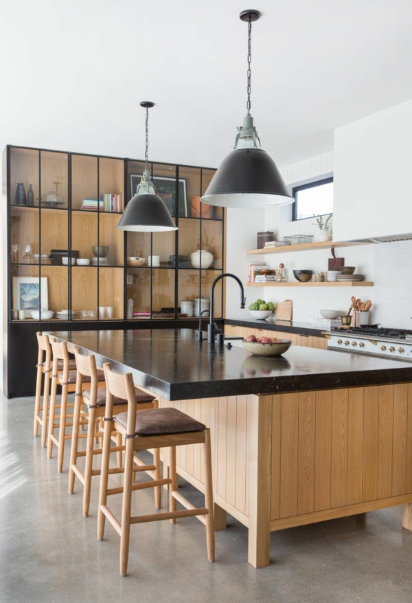 modern kitchen with island large countertop elegant black