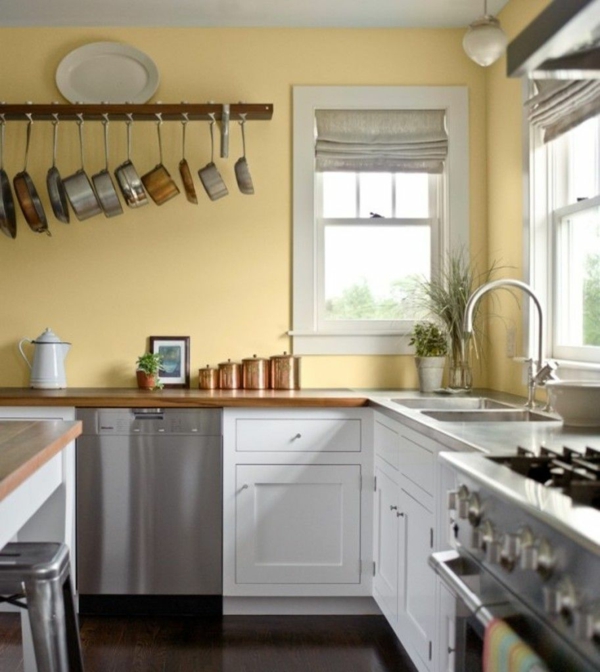 wall color yellow wall rustic decor ideas white kitchen