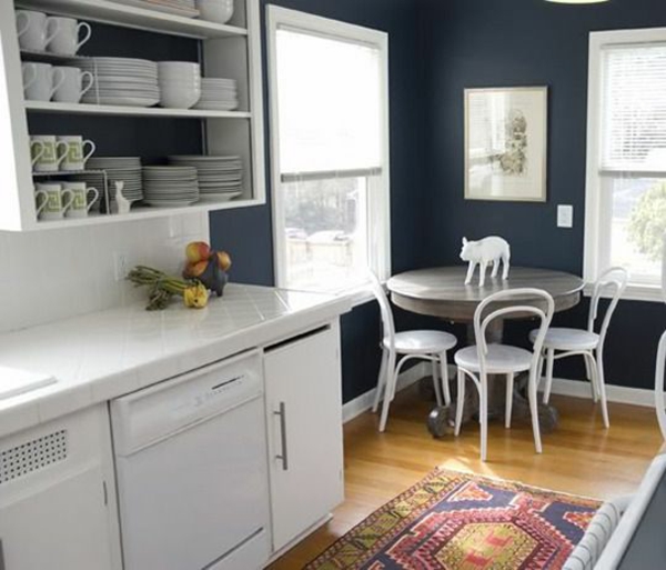 white kitchen what wall color dark blue walls beautiful rug runners