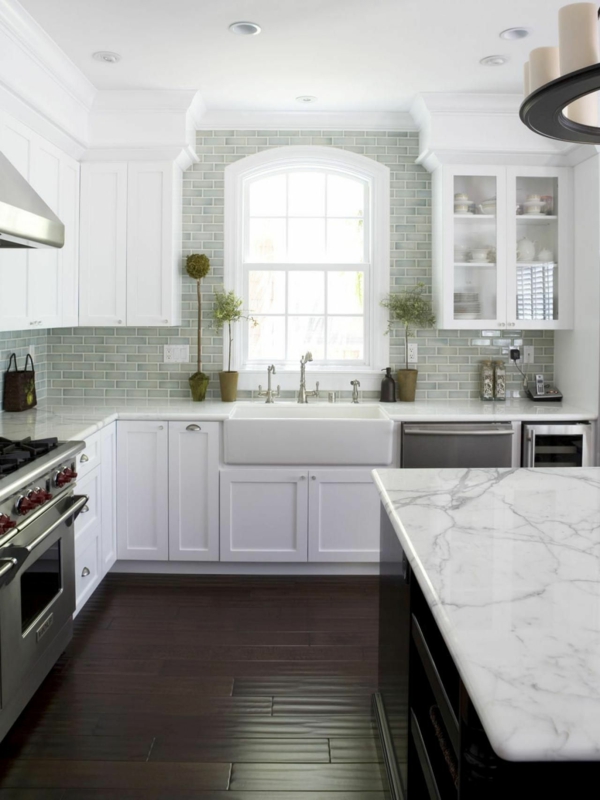 white kitchen which wall color dark floor plant decoration