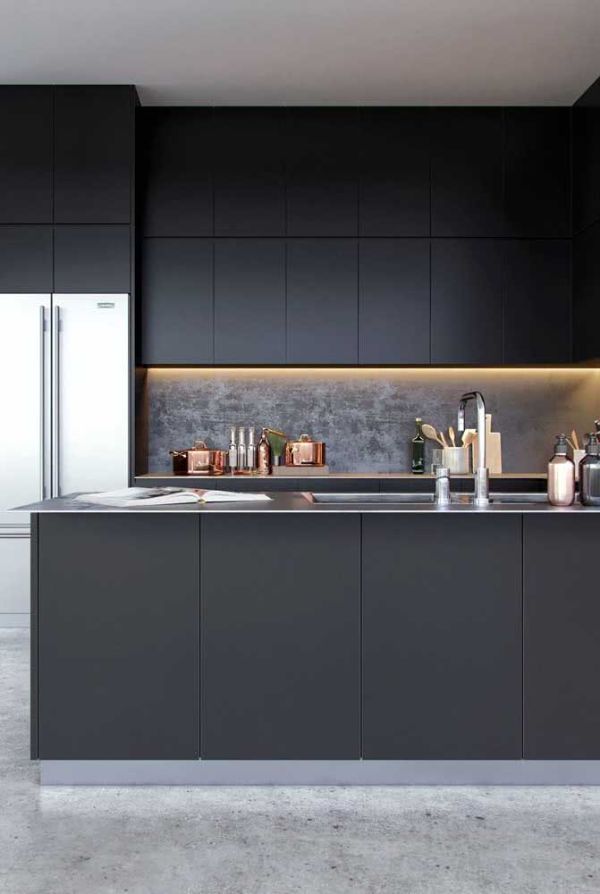 U-shaped dark blue kitchen ideas