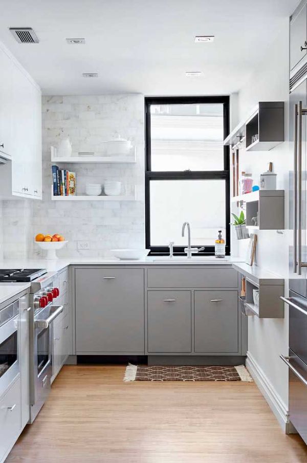 U-shaped kitchen with simple modern cabinets