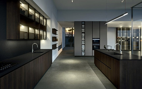 Arrital kitchen with combined countertop and front facade