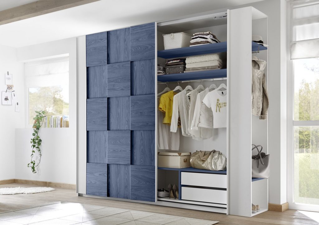 Sliding wardrobe Dama, blue color