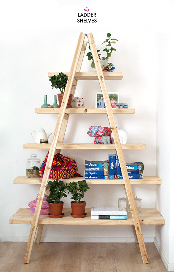 DIY ladder shelf