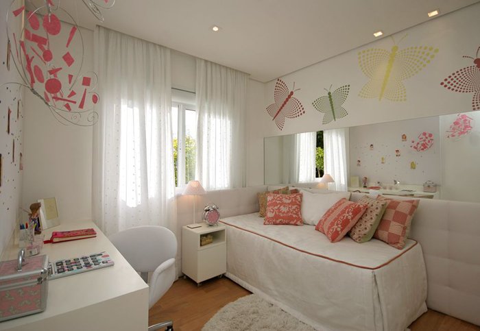 geometric and colorful decorated girls room