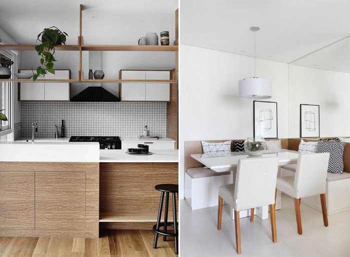 white and wooden furniture in minimalist decor