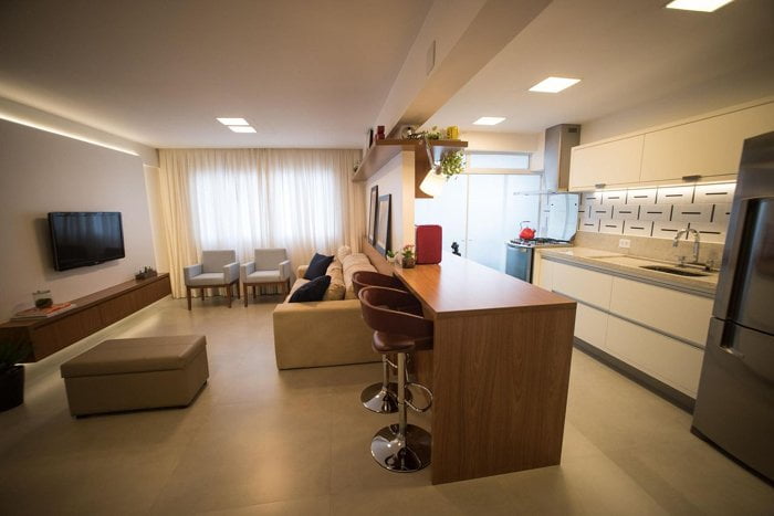 kitchen counter with dining area