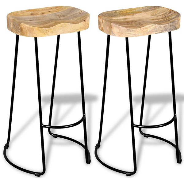 Modern rustic kitchen stool in black metal and wood