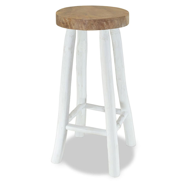 White and wooden kitchen stool