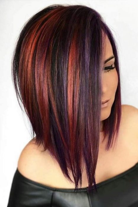 colorful combination hair style