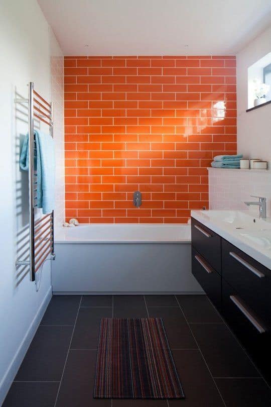 Do you want a cheerful and comfortable bathroom? Orange is your color