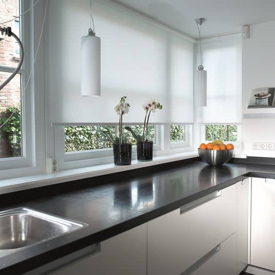 Create a modern kitchen with roller blinds