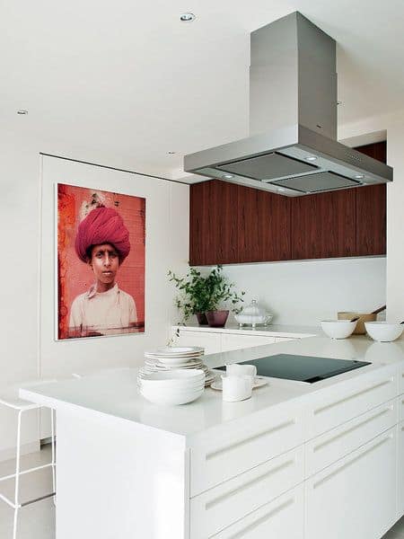 Add color to an all-white kitchen