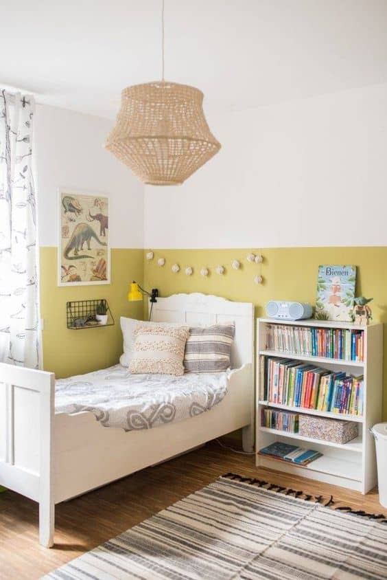 Use yellow and white for a playful space