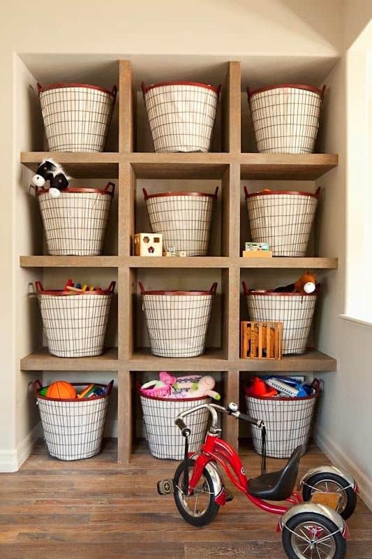 Use matching baskets to organize