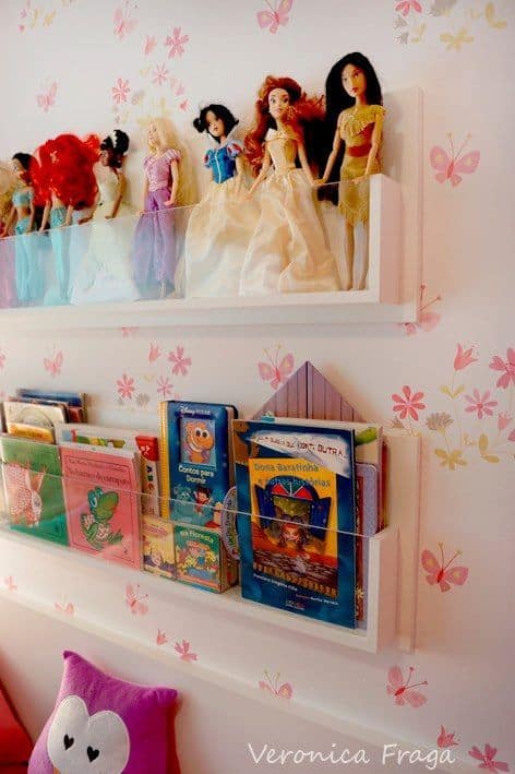 Choose narrow shelves for books and toys