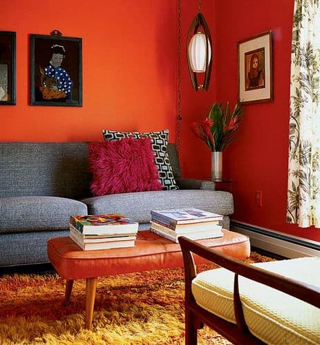 Use orange for a retro living room