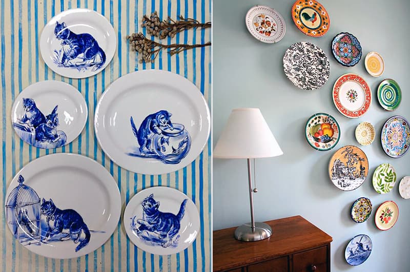 Decorating the walls of the apartment with plates